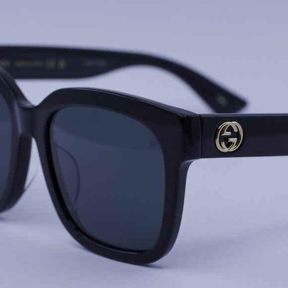 Gucci GG0034SAN 001 Sunglasses Black Square Frame, Grey Lenses - Picture 4 of 12